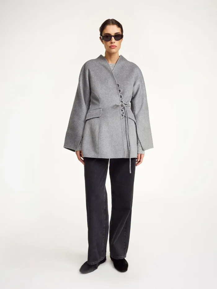 Lalou Wool Blazer Grey Melange Women By Malene Birger Blazers