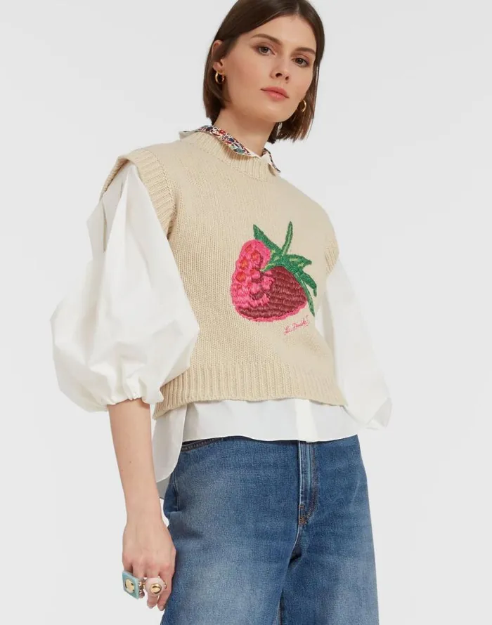 Lampone Vest Beige Women La Double J Knitwear