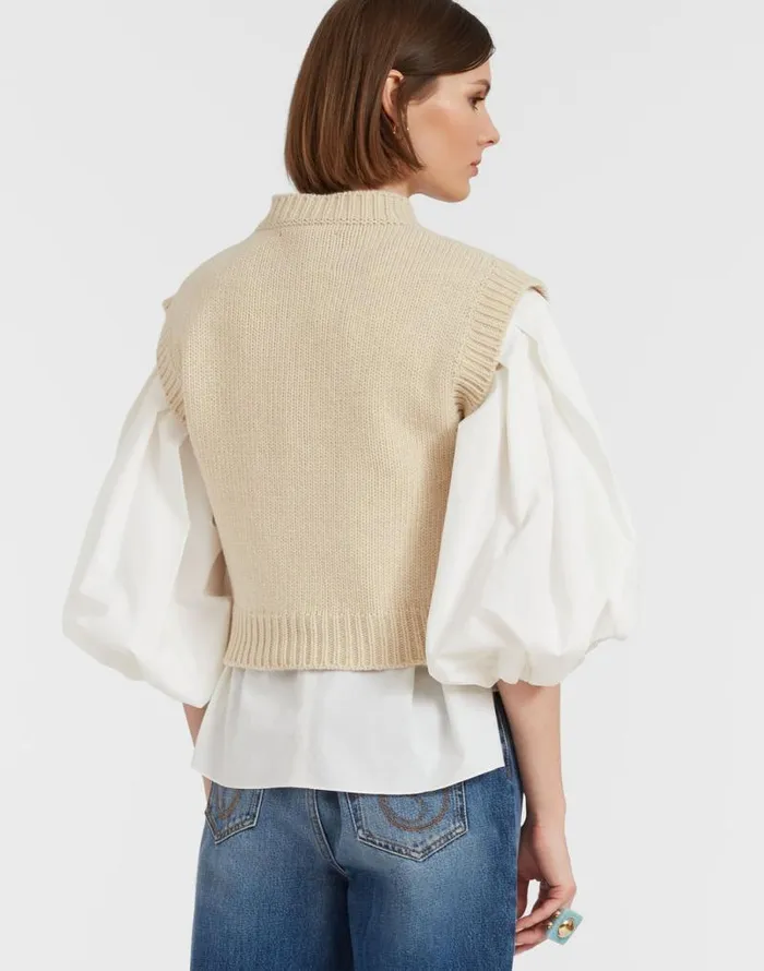 Lampone Vest Beige Women La Double J Knitwear Lampone Vest Beige Women La Double J Knitwear