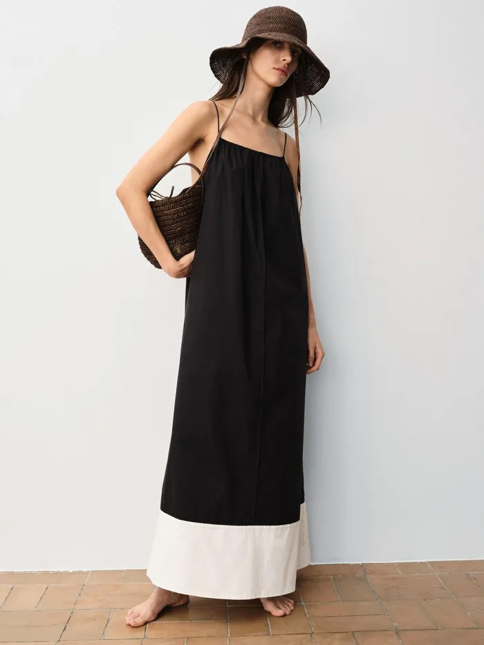 Lanney Organic Cotton Maxi Dress Block Stripe Black White Women By Malene Birger Dresses