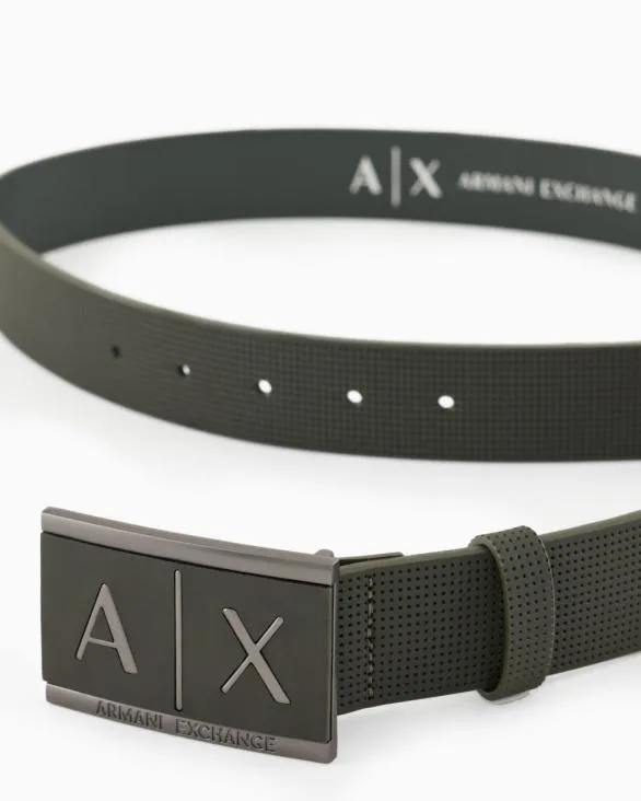 Leather Belt With Rectangular Buckle Green Men Armani Belts Leather Belt With Rectangular Buckle Green Men Armani Belts