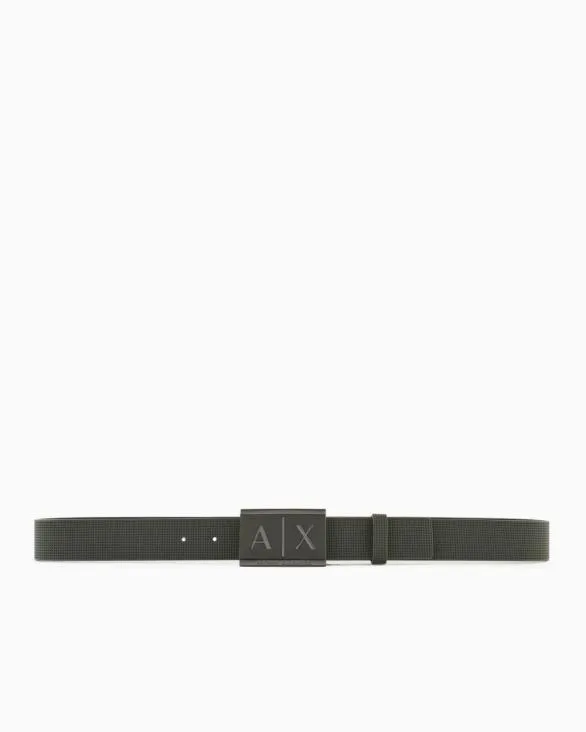 Leather Belt With Rectangular Buckle Green Men Armani Belts Leather Belt With Rectangular Buckle Green Men Armani Belts