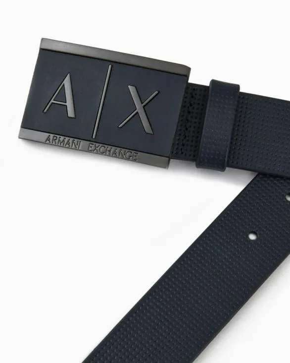 Leather Belt With Rectangular Buckle Navyblue Men Armani Belts Leather Belt With Rectangular Buckle Navyblue Men Armani Belts