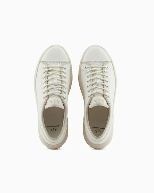 Leather Sneakers With Mesh Insert White Men Armani Sneakers Leather Sneakers With Mesh Insert White Men Armani Sneakers