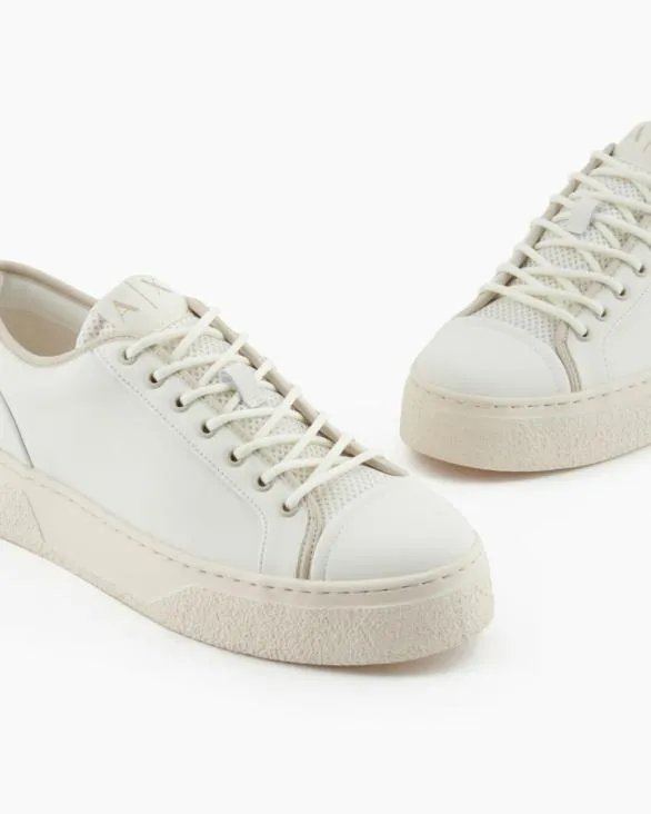 Leather Sneakers With Mesh Insert White Men Armani Sneakers Leather Sneakers With Mesh Insert White Men Armani Sneakers