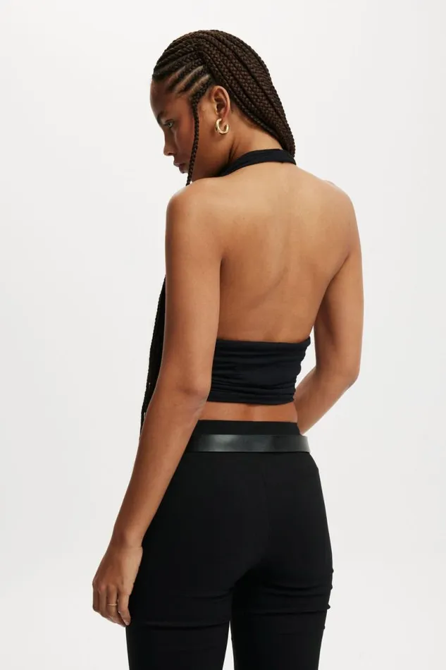 Lexa Cowl Neck Halter Top Black Women Cotton On Tops