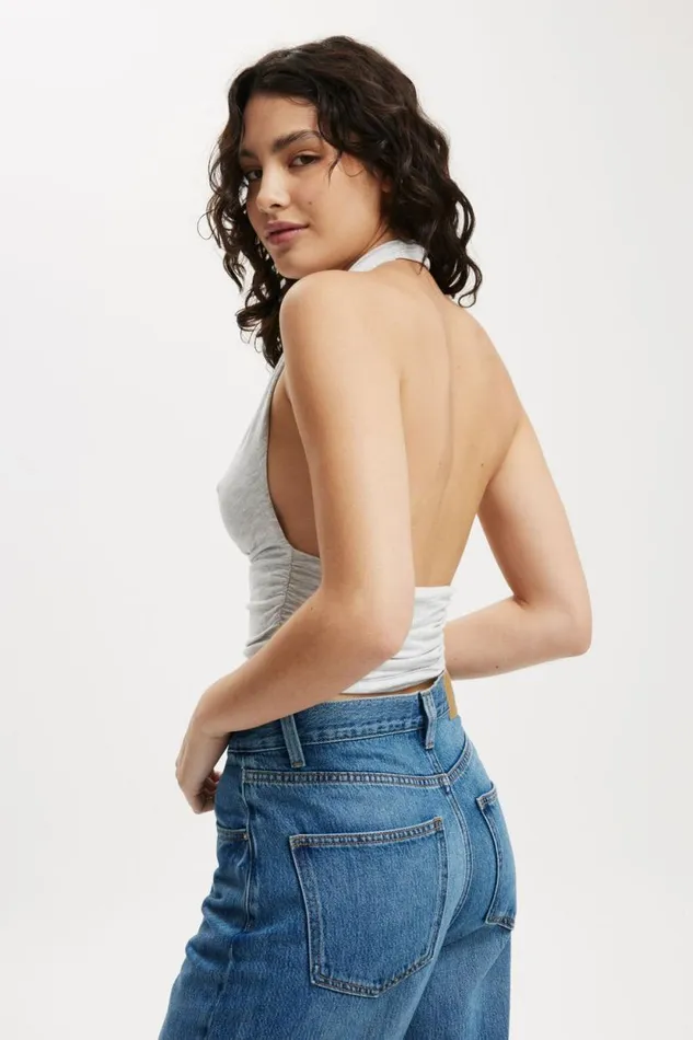 Lexa Cowl Neck Halter Top Grey Marle Women Cotton On Tops