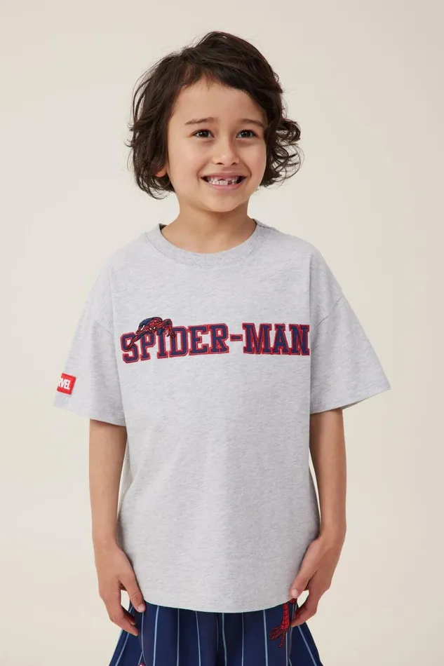 License Drop Shoulder Short Sleeve Tee Lcn Mar Fog Grey Marlespiderman Face Boys Cotton On Tops and TShirts License Drop Shoulder Short Sleeve Tee Lcn Mar Fog Grey Marlespiderman Face Boys Cotton On Tops and TShirts