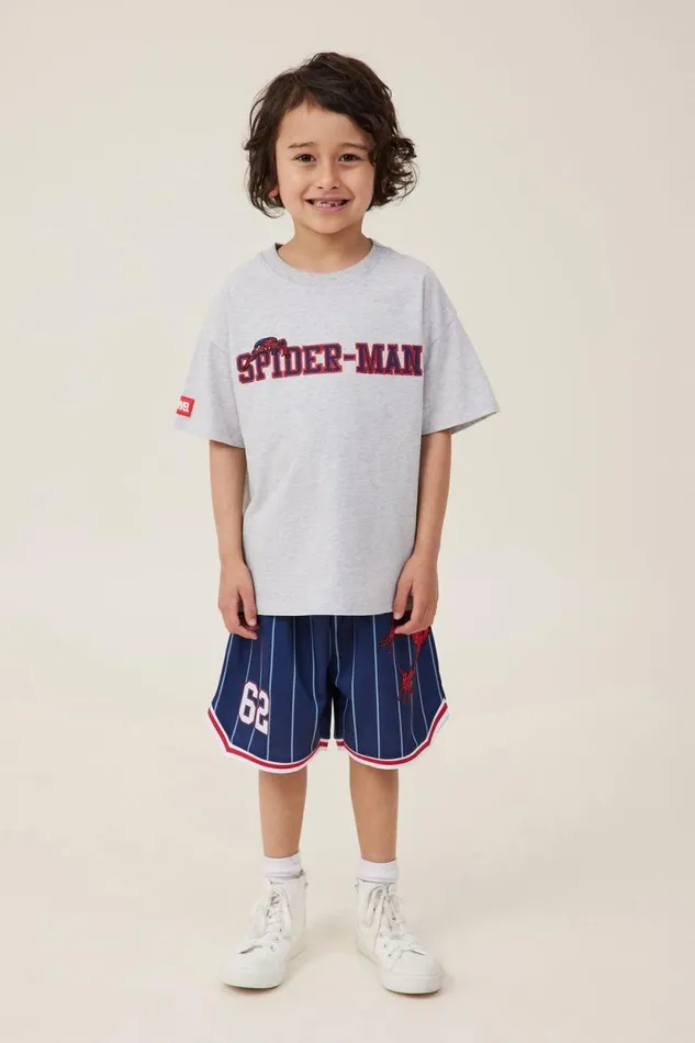 License Drop Shoulder Short Sleeve Tee Lcn Mar Fog Grey Marlespiderman Face Boys Cotton On Tops and TShirts License Drop Shoulder Short Sleeve Tee Lcn Mar Fog Grey Marlespiderman Face Boys Cotton On Tops and TShirts