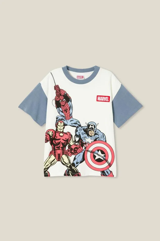 License Drop Shoulder Short Sleeve Tee Lcn Mar White and Steelmarvel Bff Boys Cotton On Tops and TShirts License Drop Shoulder Short Sleeve Tee Lcn Mar White and Steelmarvel Bff Boys Cotton On Tops and TShirts