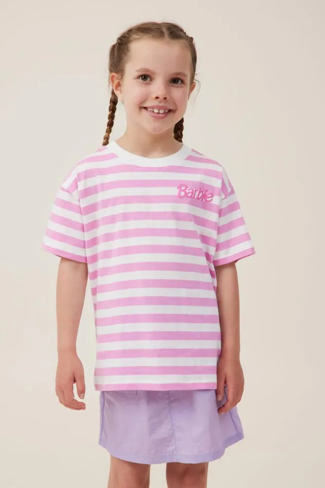 License Drop Shoulder Short Sleeve Tee Lcn Mat Barbie Logopink Gerbera Stripe Girls Cotton On Tops and TShirts License Drop Shoulder Short Sleeve Tee Lcn Mat Barbie Logopink Gerbera Stripe Girls Cotton On Tops and TShirts