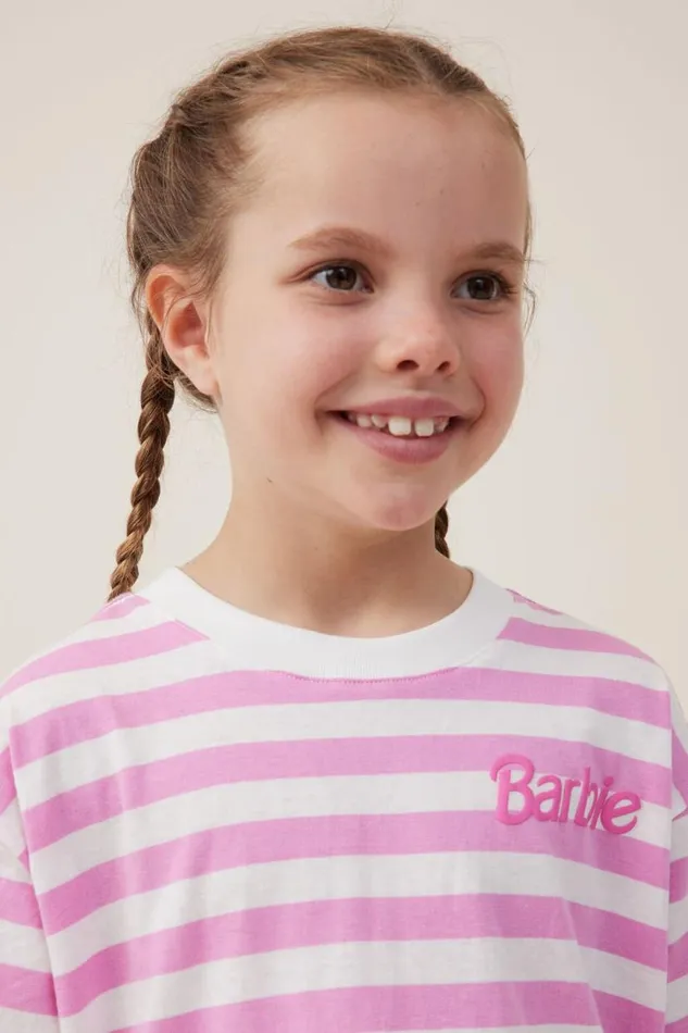 License Drop Shoulder Short Sleeve Tee Lcn Mat Barbie Logopink Gerbera Stripe Girls Cotton On Tops and TShirts License Drop Shoulder Short Sleeve Tee Lcn Mat Barbie Logopink Gerbera Stripe Girls Cotton On Tops and TShirts