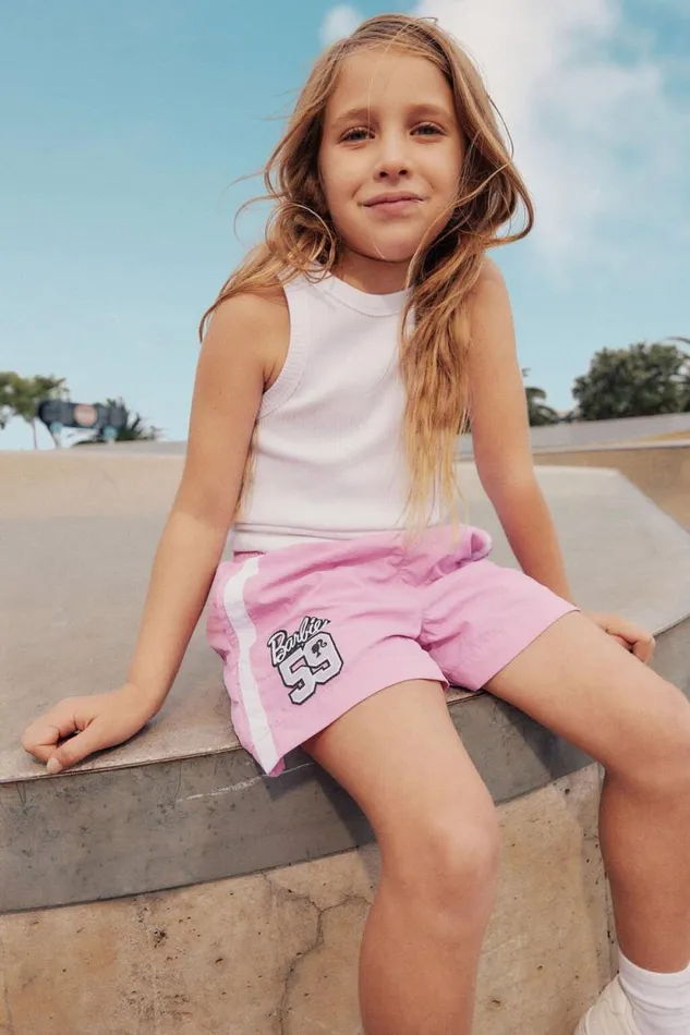 License Esther Parachute Short Lcn Mat Barbiepink Gebera Girls Cotton On Shorts Skirts and Playsuits