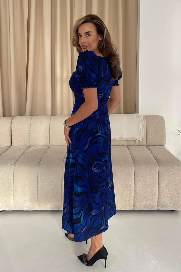 Lillian Blue Animal Sweetheart Midi Dress Women Girl In Mind Midi Dresses