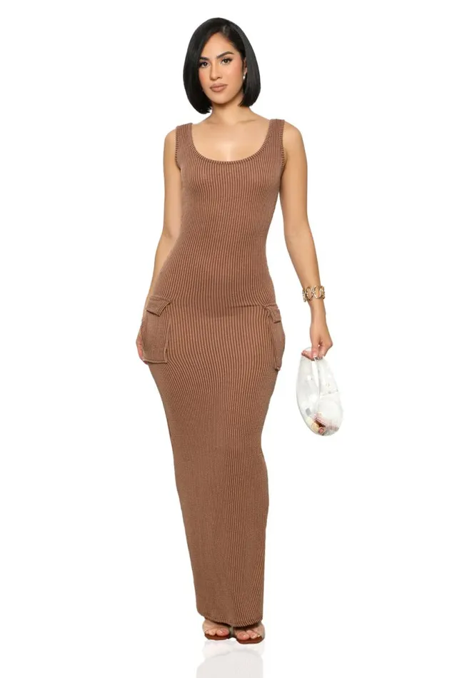 Lilly039s Kloset Dresses Women Rest N039 Play Ribbed Dress Brown