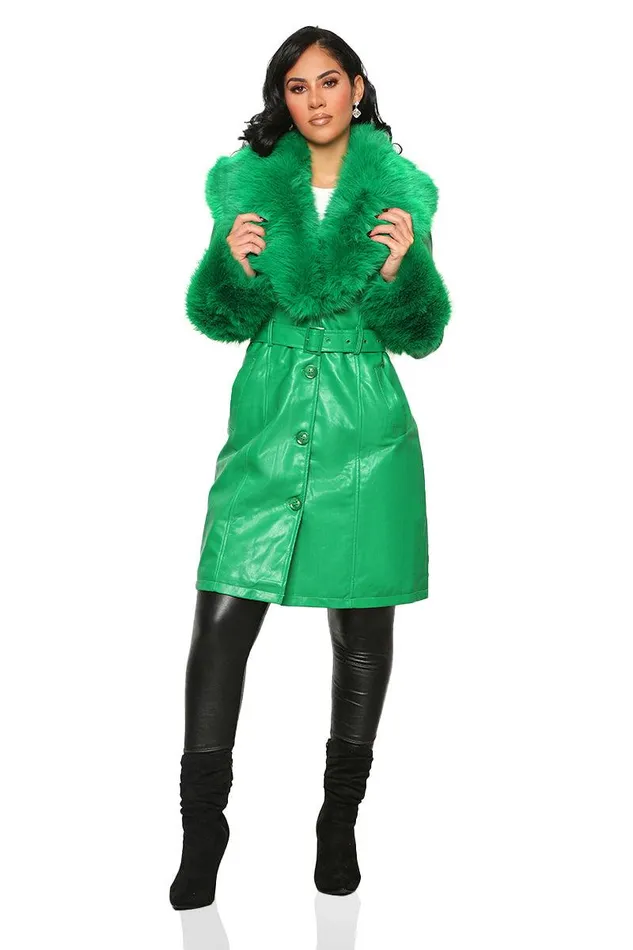 Lilly039s Kloset Jackets and Coats Women Show Time Faux Fur Trench Coat Green FINAL SALE Lilly039s Kloset Jackets and Coats Women Show Time Faux Fur Trench Coat Green FINAL SALE