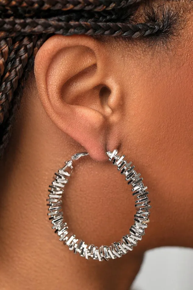Lilly039s Kloset Jewelry Women Ridge Hoop Earrings Sliver