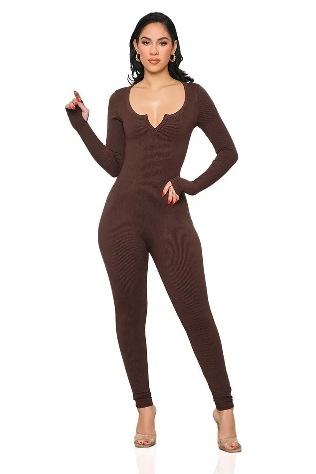 Lilly039s Kloset Jumpsuits and Rompers Women Seamless Ribbed CutOut Jumpsuit Brown FINAL SALE Lilly039s Kloset Jumpsuits and Rompers Women Seamless Ribbed CutOut Jumpsuit Brown FINAL SALE