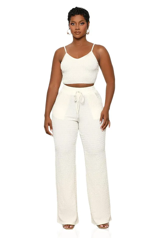 Lilly039s Kloset Sets Women Elevated Lounge Pants Set CreamFINAL SALE