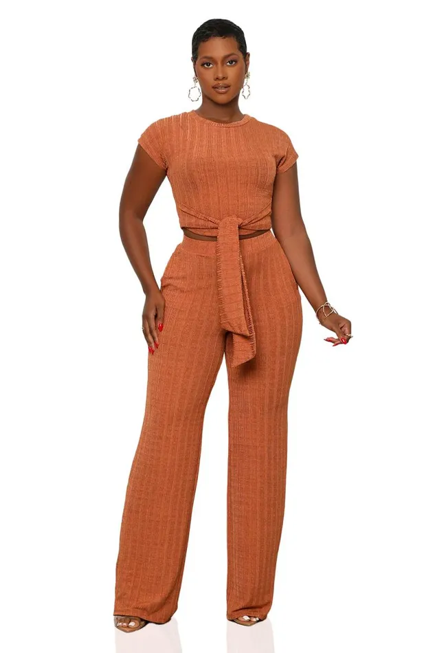 Lilly039s Kloset Sets Women Everyday Casual Pants Set Rust