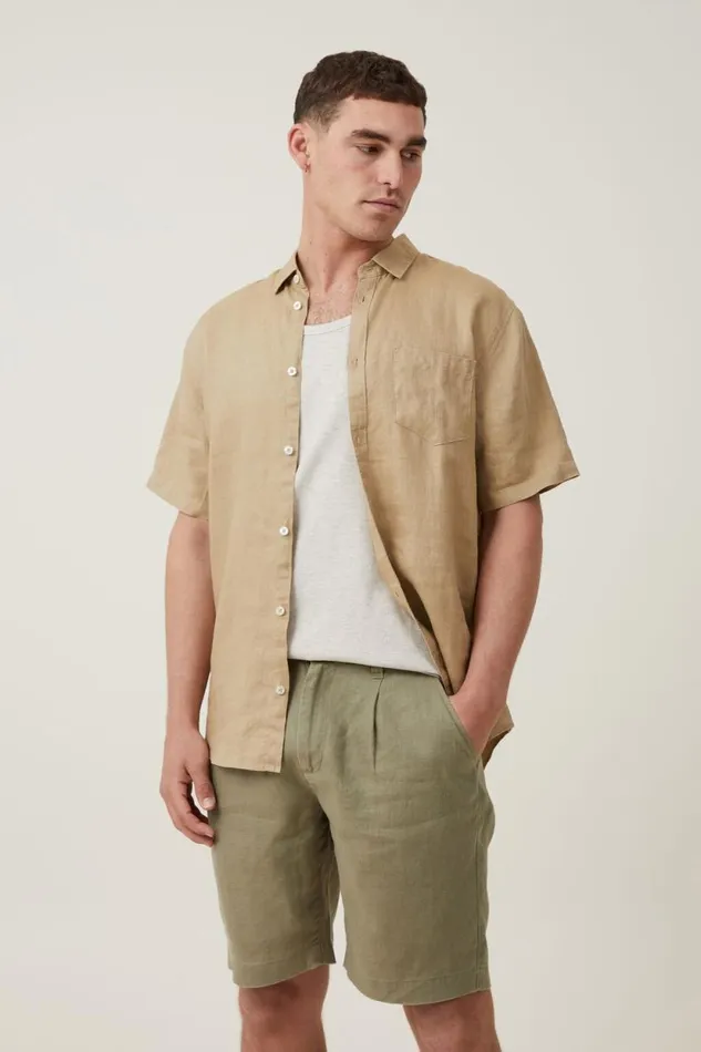 Linen Pleat Short Faded Clover Men Cotton On Shorts Linen Pleat Short Faded Clover Men Cotton On Shorts