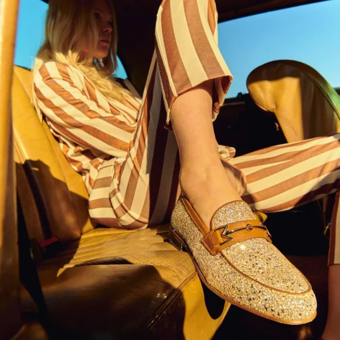 Loafers Women Moreschi FOR HER 8211 Gold Glitter Loafer