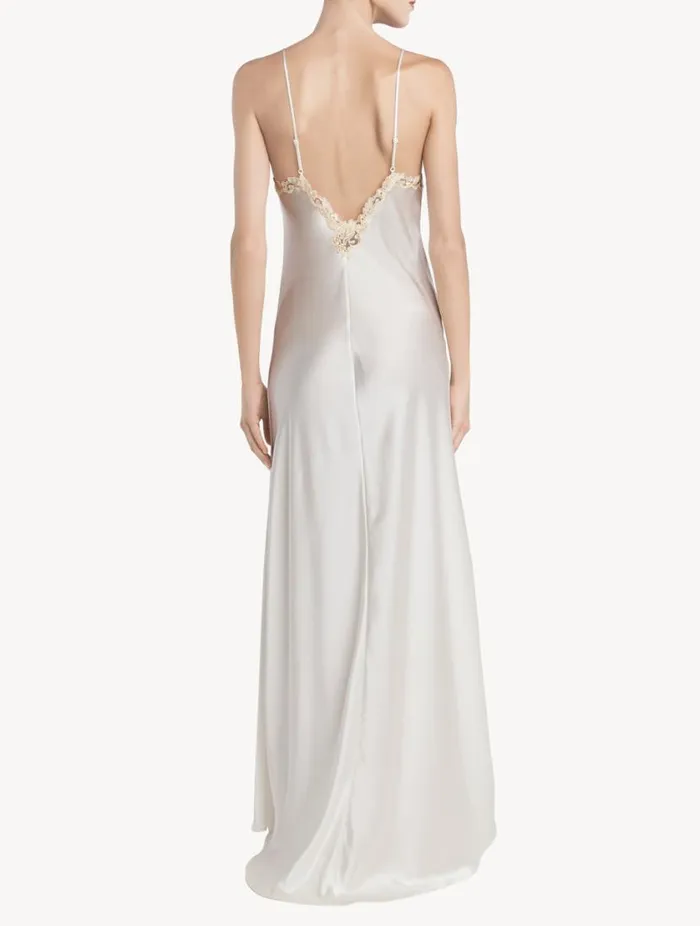 Long Nightgown In White With Frastaglio Sleepwear La Perla Slips and Dresses