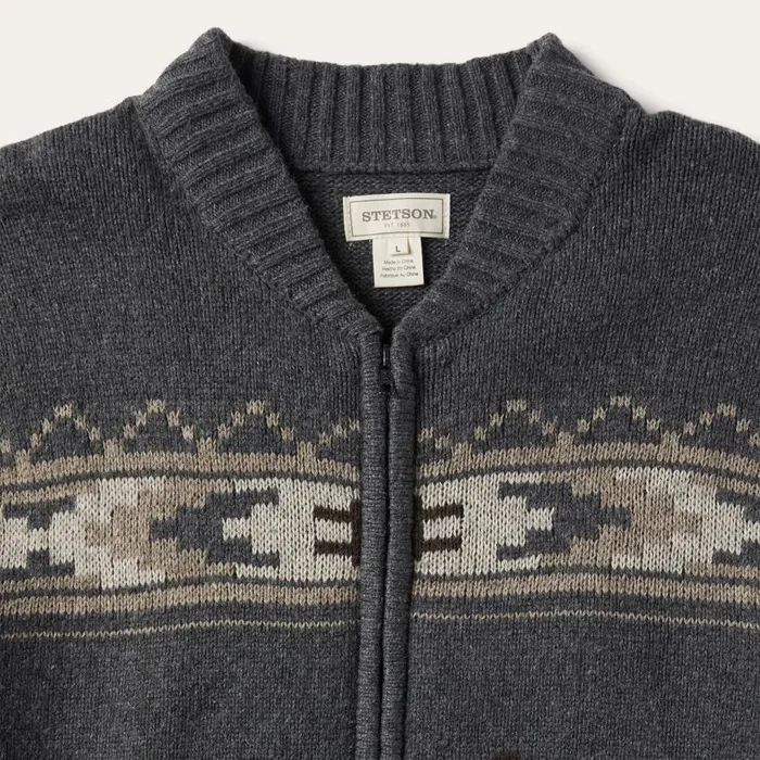 Longhorn Cardigan Grey Men Stetson Jackets