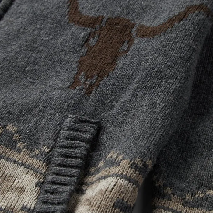 Longhorn Cardigan Grey Men Stetson Jackets