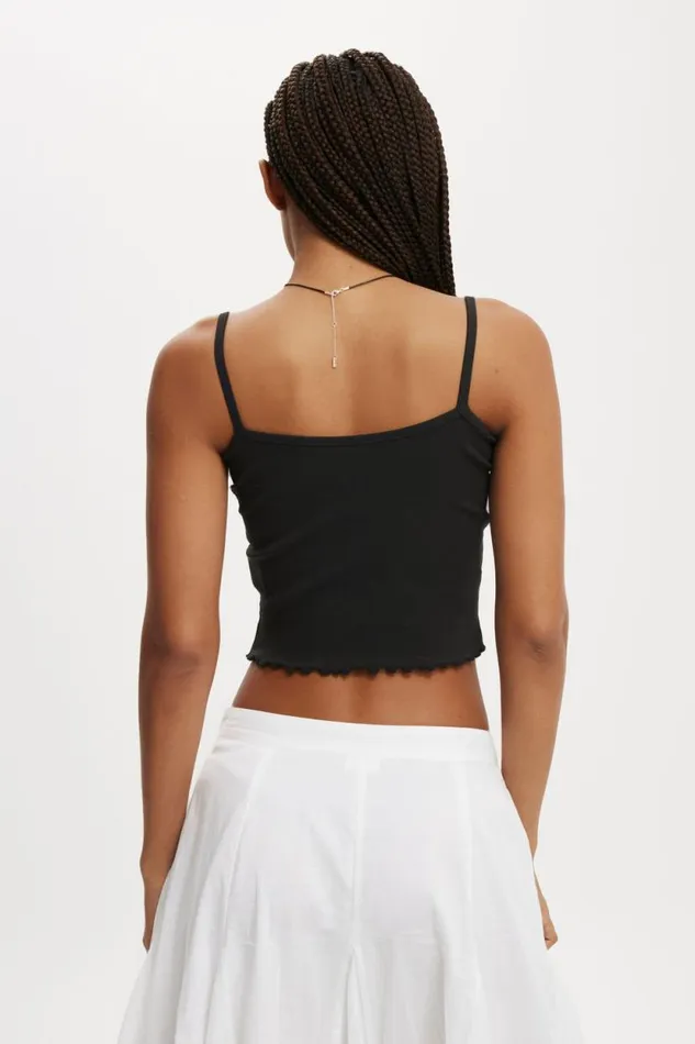 Longline Picot Cami Rendezvous Washed Black Women Cotton On Tops