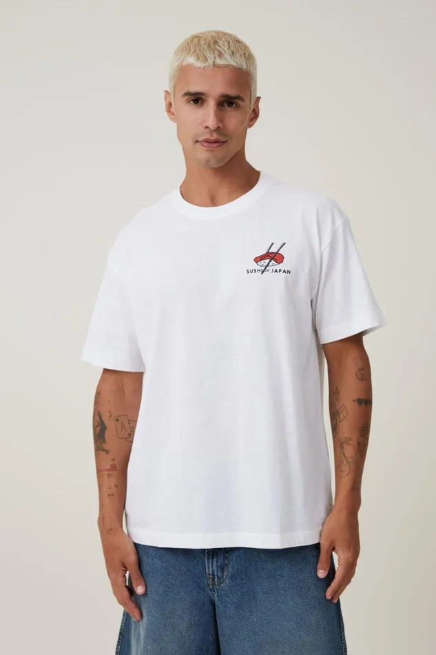 Loose Fit Art TShirt White Sushi Of Japan Men Cotton On Tees and Tanks