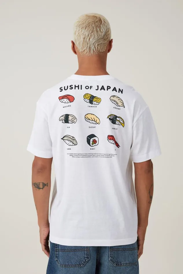 Loose Fit Art TShirt White Sushi Of Japan Men Cotton On Tees and Tanks Loose Fit Art TShirt White Sushi Of Japan Men Cotton On Tees and Tanks