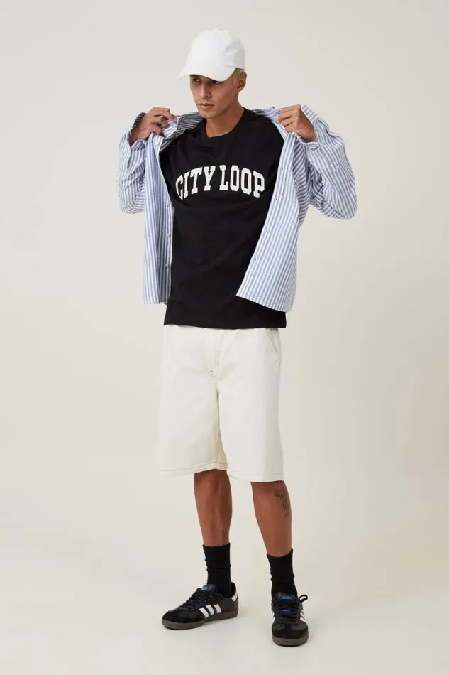 Loose Fit College TShirt Black City Loop Men Cotton On Tees and Tanks Loose Fit College TShirt Black City Loop Men Cotton On Tees and Tanks