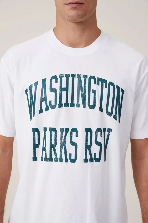 Loose Fit College TShirt White Washington Parks Men Cotton On Tees and Tanks Loose Fit College TShirt White Washington Parks Men Cotton On Tees and Tanks