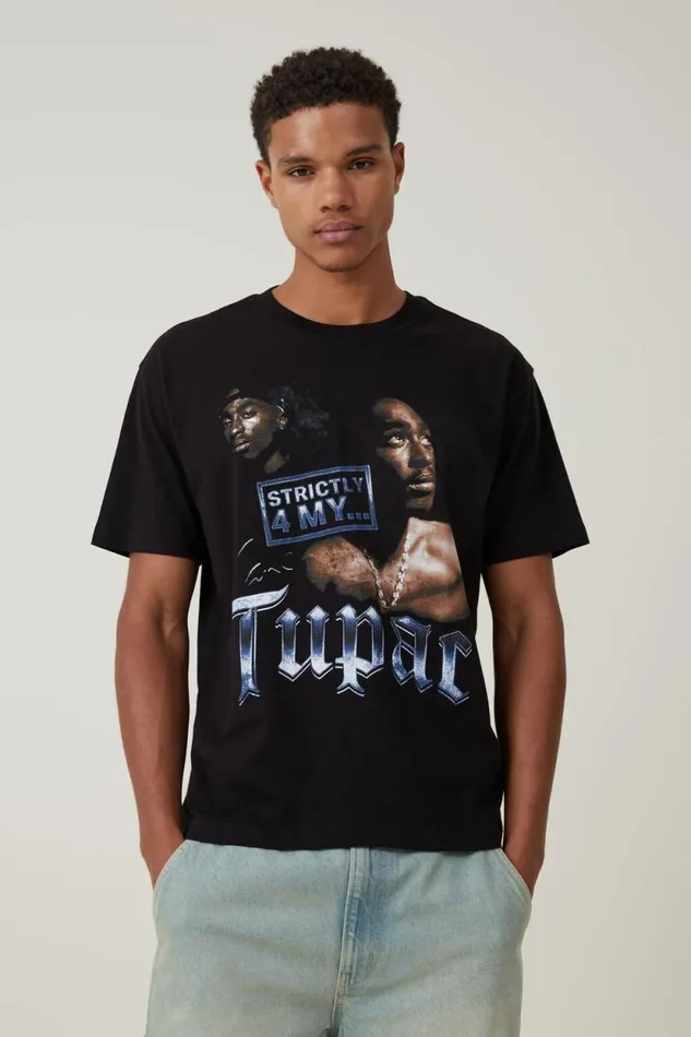 Loose Fit Music TShirt Lcn Bra Blacktupac 8211 Strictly 4 My Men Cotton On Tees and Tanks Loose Fit Music TShirt Lcn Bra Blacktupac 8211 Strictly 4 My Men Cotton On Tees and Tanks