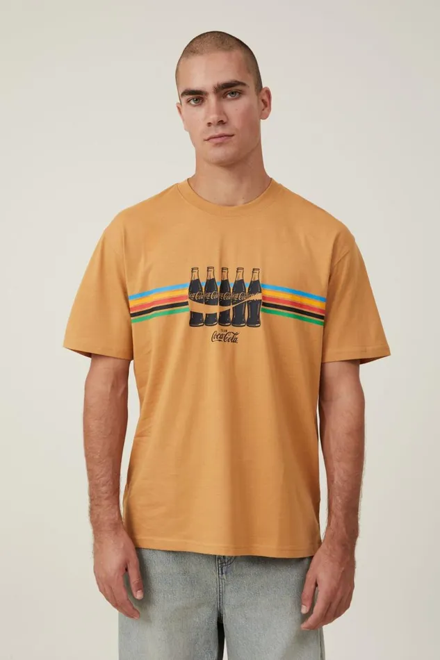Loose Fit Pop Culture TShirt Lcn Cok Bronze Stripe Bottles Men Cotton On Tees and Tanks Loose Fit Pop Culture TShirt Lcn Cok Bronze Stripe Bottles Men Cotton On Tees and Tanks