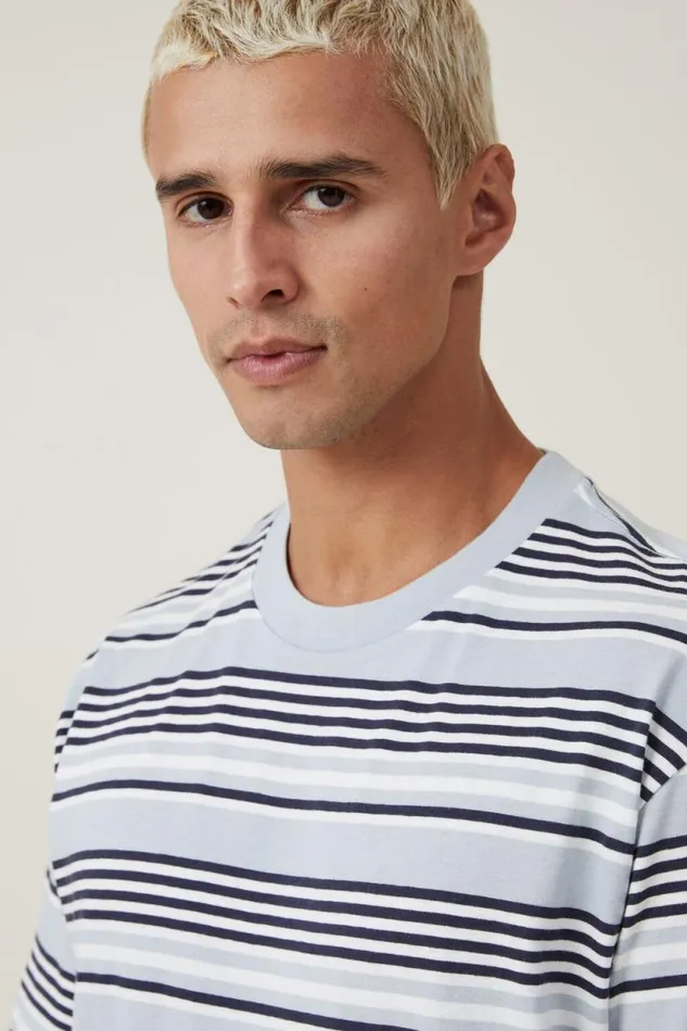 Loose Fit Stripe TShirt Sky Blue Everyday Stripe Men Cotton On Tees and Tanks Loose Fit Stripe TShirt Sky Blue Everyday Stripe Men Cotton On Tees and Tanks