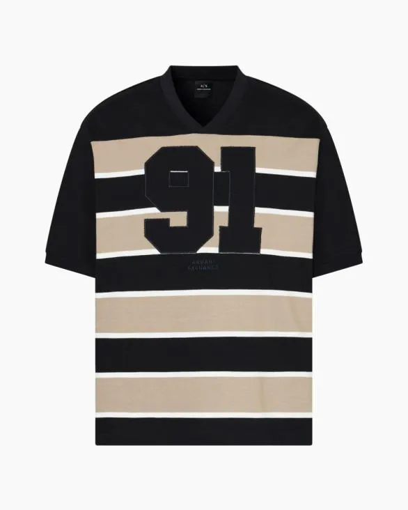 Loose Fit Sweatshirt With Maxi Stripes 91 Beige Men Armani Sweatshirts