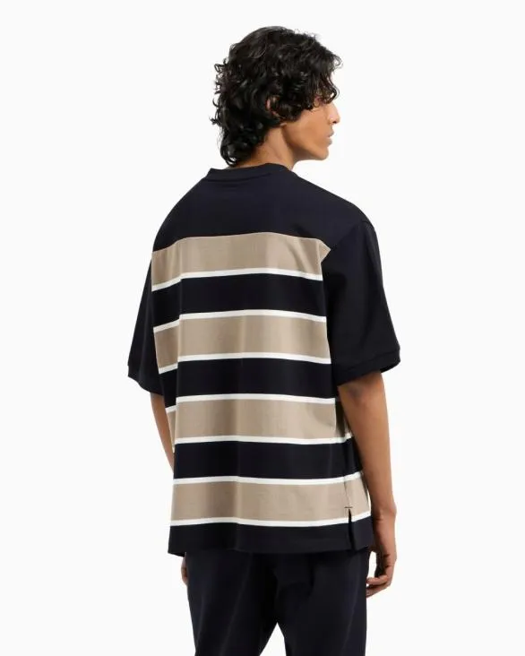 Loose Fit Sweatshirt With Maxi Stripes 91 Beige Men Armani Sweatshirts Loose Fit Sweatshirt With Maxi Stripes 91 Beige Men Armani Sweatshirts