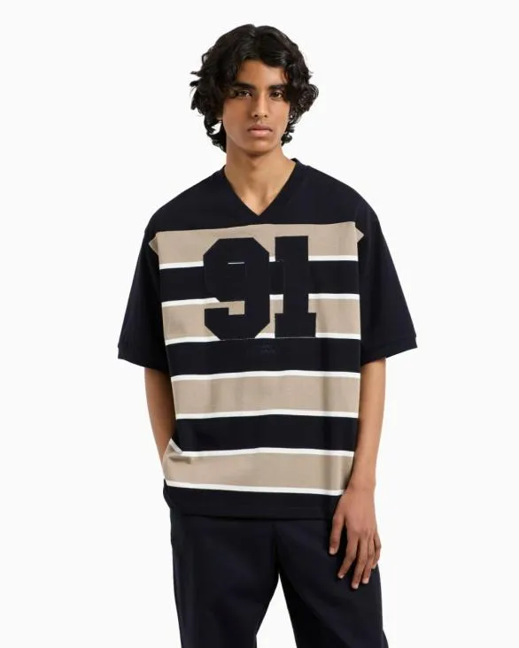 Loose Fit Sweatshirt With Maxi Stripes 91 Beige Men Armani Sweatshirts Loose Fit Sweatshirt With Maxi Stripes 91 Beige Men Armani Sweatshirts