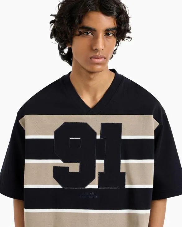 Loose Fit Sweatshirt With Maxi Stripes 91 Beige Men Armani Sweatshirts Loose Fit Sweatshirt With Maxi Stripes 91 Beige Men Armani Sweatshirts
