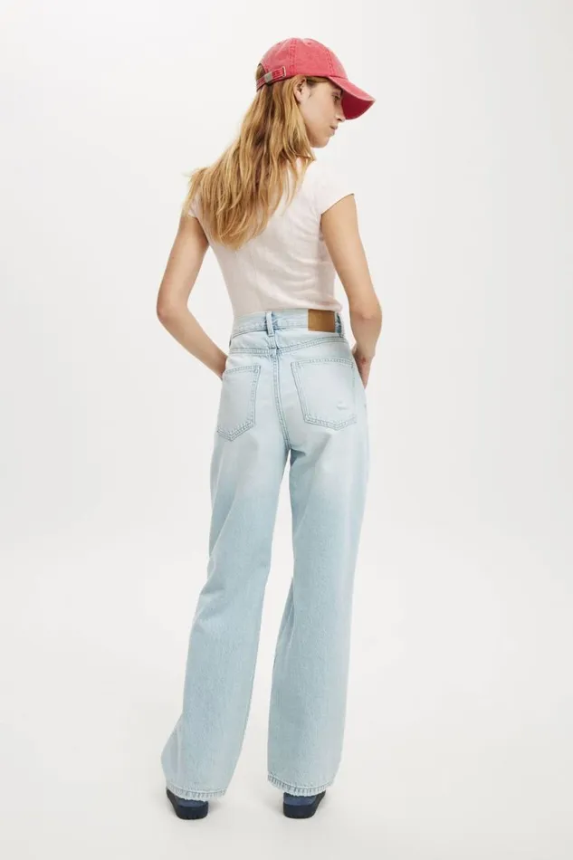 Loose Straight Jean Crystal Blue Rip Women Cotton On Pants Loose Straight Jean Crystal Blue Rip Women Cotton On Pants
