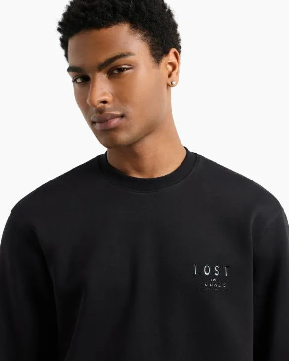 Lost In Sound Crewneck Sweatshirt Black Men Armani Sweatshirts Lost In Sound Crewneck Sweatshirt Black Men Armani Sweatshirts