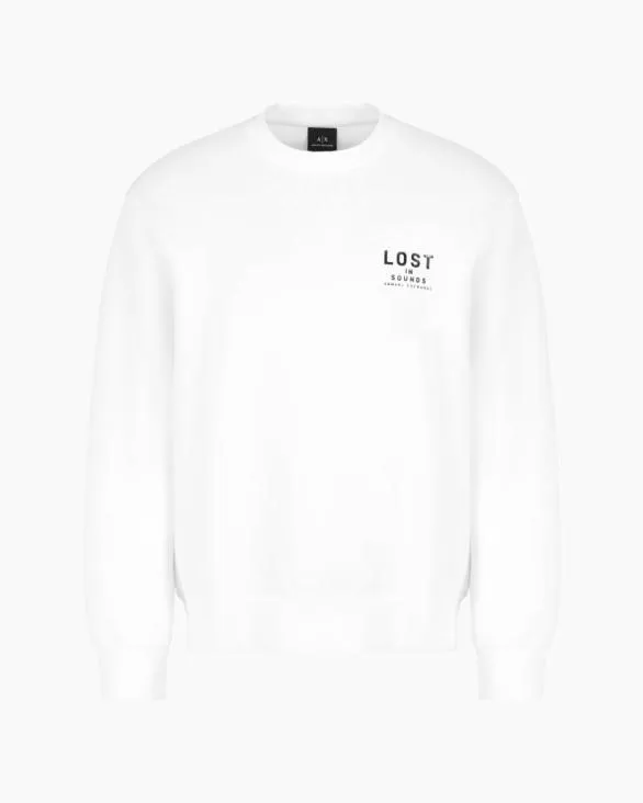 Lost In Sound Crewneck Sweatshirt White Men Armani Sweatshirts