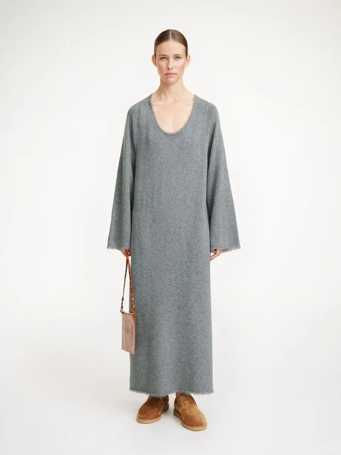 Lovella Maxi Dress Grey Melange Women By Malene Birger Knitwear