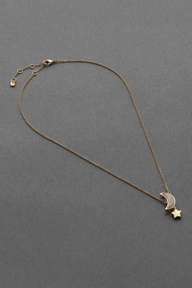 Lucky Brand 14k Gld Plated Moon Star Charm Neck Gold Women Jewelry