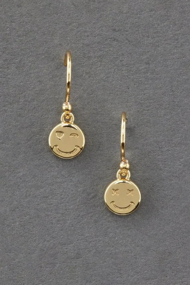 Lucky Brand 14k Gold Plated Smiley Earring Gold Women Jewelry