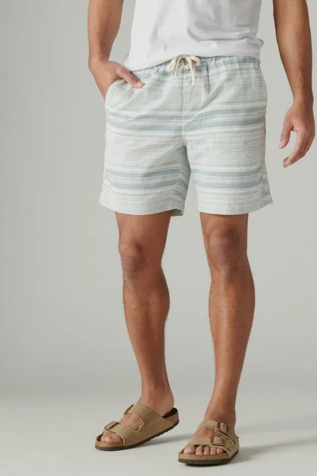 Lucky Brand 7034pull Up Linen Short Blue Stripe Men Shorts