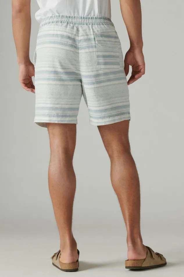 Lucky Brand 7034pull Up Linen Short Blue Stripe Men Shorts