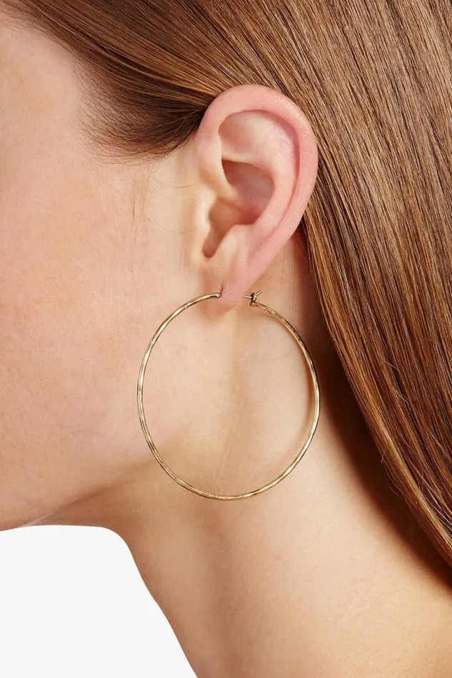Lucky Brand Big Hammered Hoop Earrings Gold Women Jewelry
